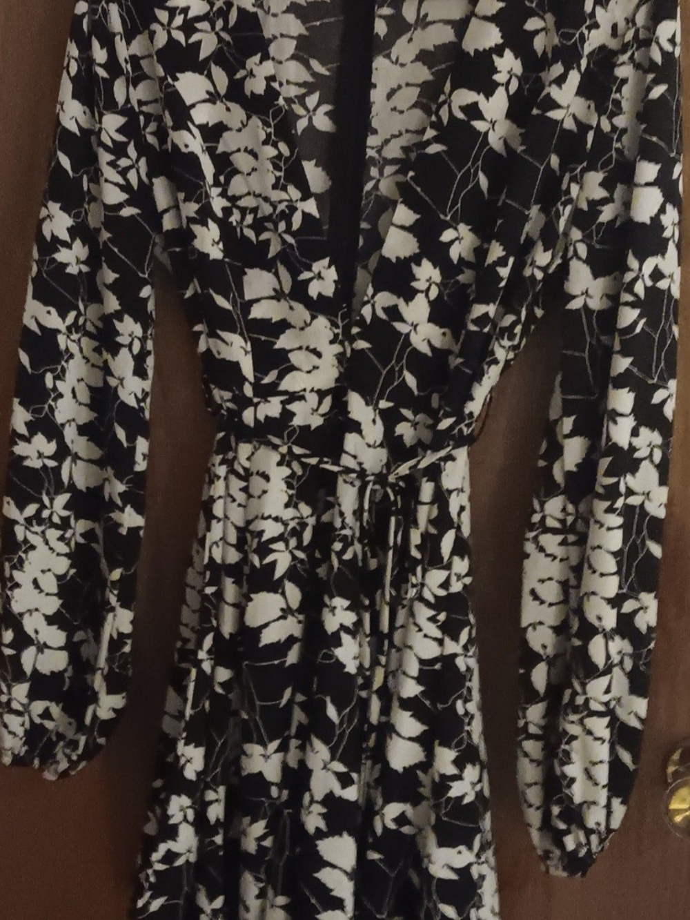 Black and White Floral Long Sleeve Mini Dress